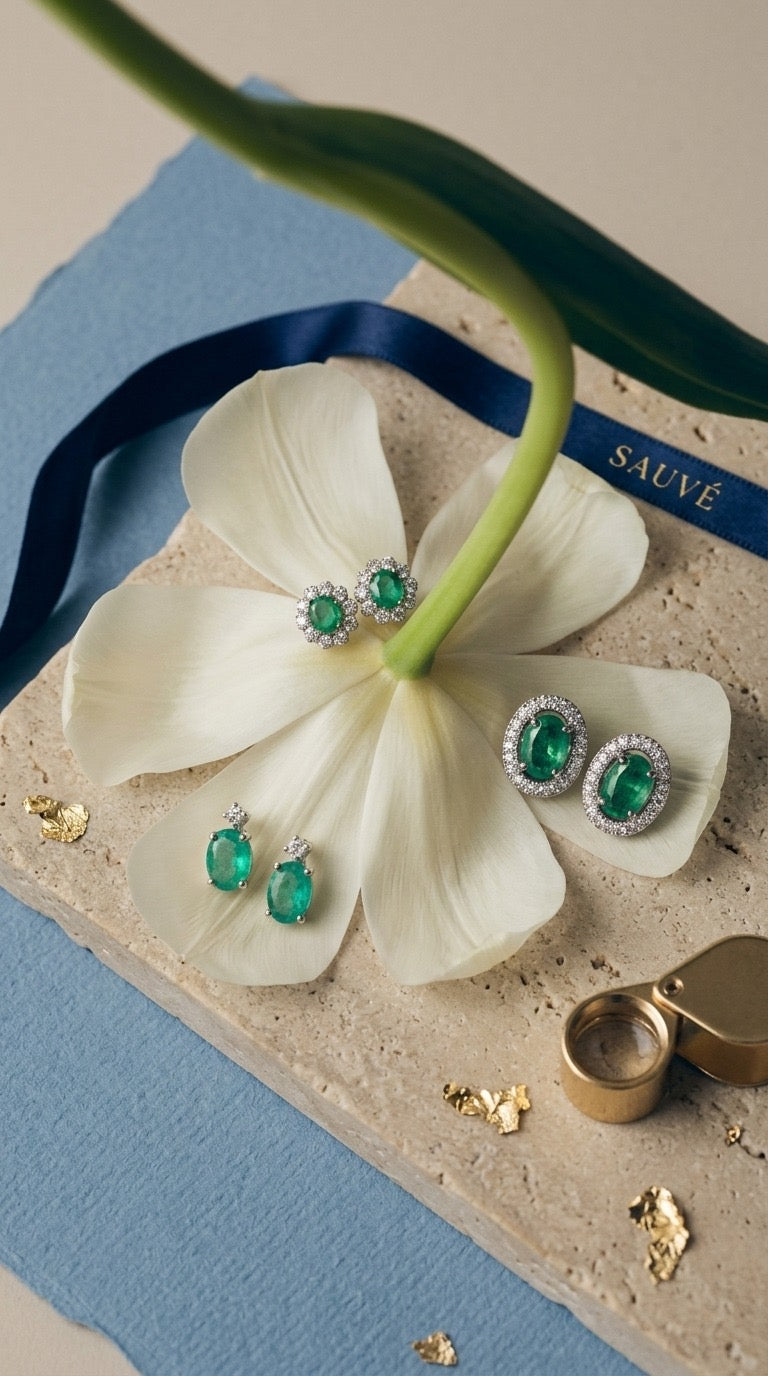 Oval Big Emerald - vista en uso - Sauvé Joyería
