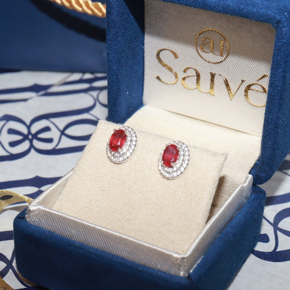 Elegant Rubi - aretes de Rubí natural en plata 925 - Sauvé Joyería Colombia