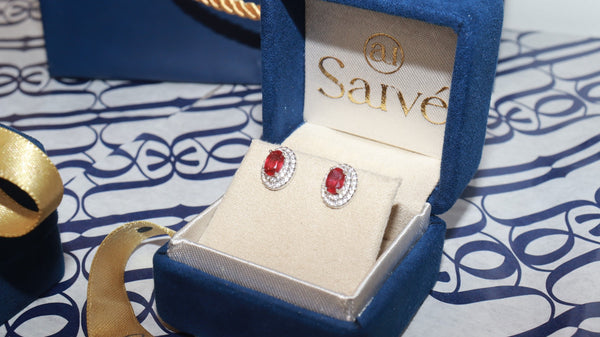 Elegant Rubi - aretes de Rubí natural en plata 925 - Sauvé Joyería Colombia