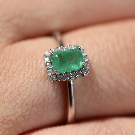 Square Emerald Ring - anillo de Esmeralda natural en plata 925 - Sauvé Joyería Colombia