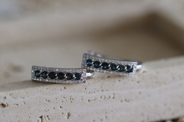 Big Zafiro Hoops - aretes de Zafiro natural en plata 925 - Sauvé Joyería Colombia