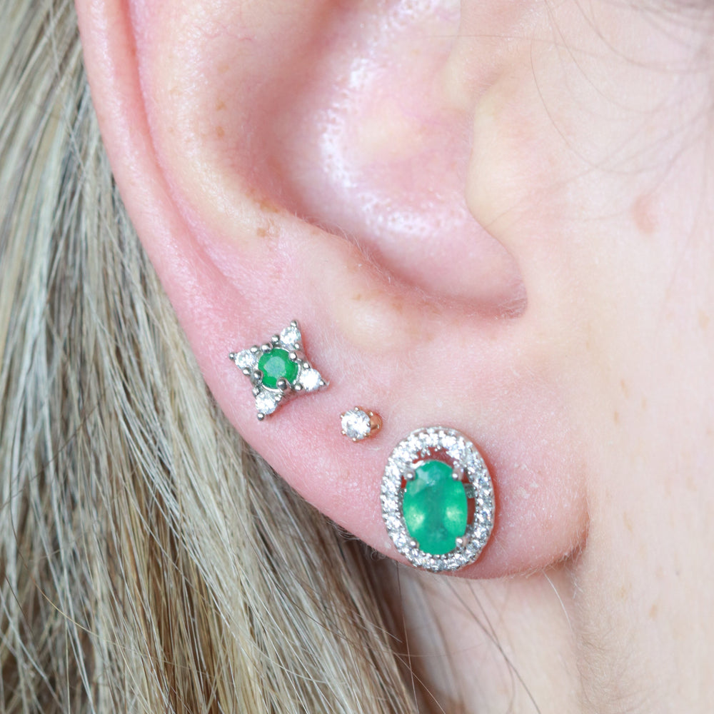 Oval Big Emerald - aretes de Esmeralda natural en plata 925 - Sauvé Joyería Colombia
