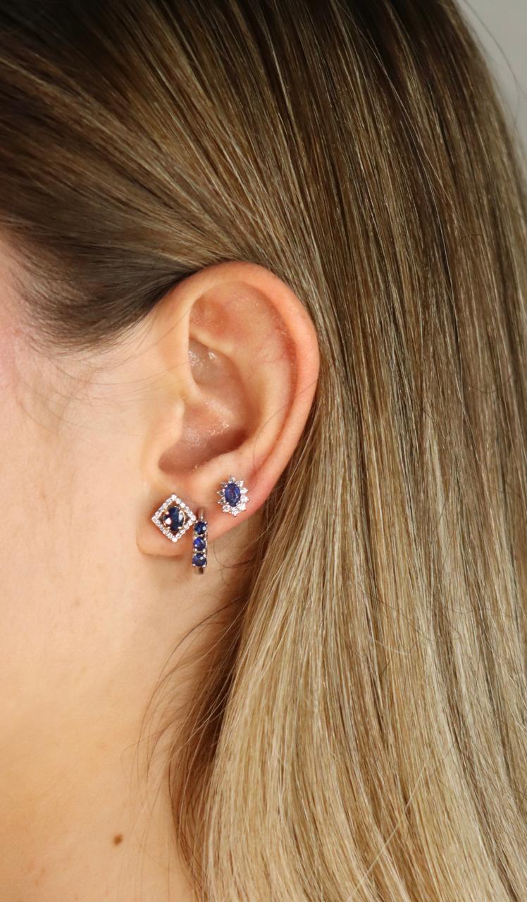 Square Zafiro Studs - vista detalle - Sauvé Joyería