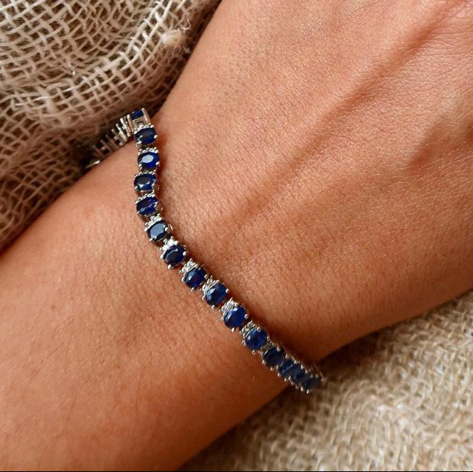Zafiro Bracelet - pulsera de Zafiro natural en plata 925 - Sauvé Joyería Colombia