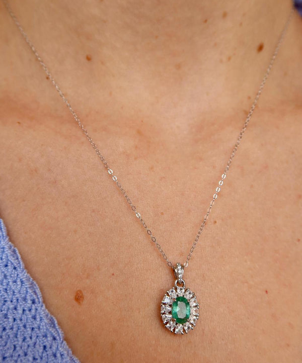 Big Emerald Necklace - collar de Esmeralda natural en plata 925 - Sauvé Joyería Colombia