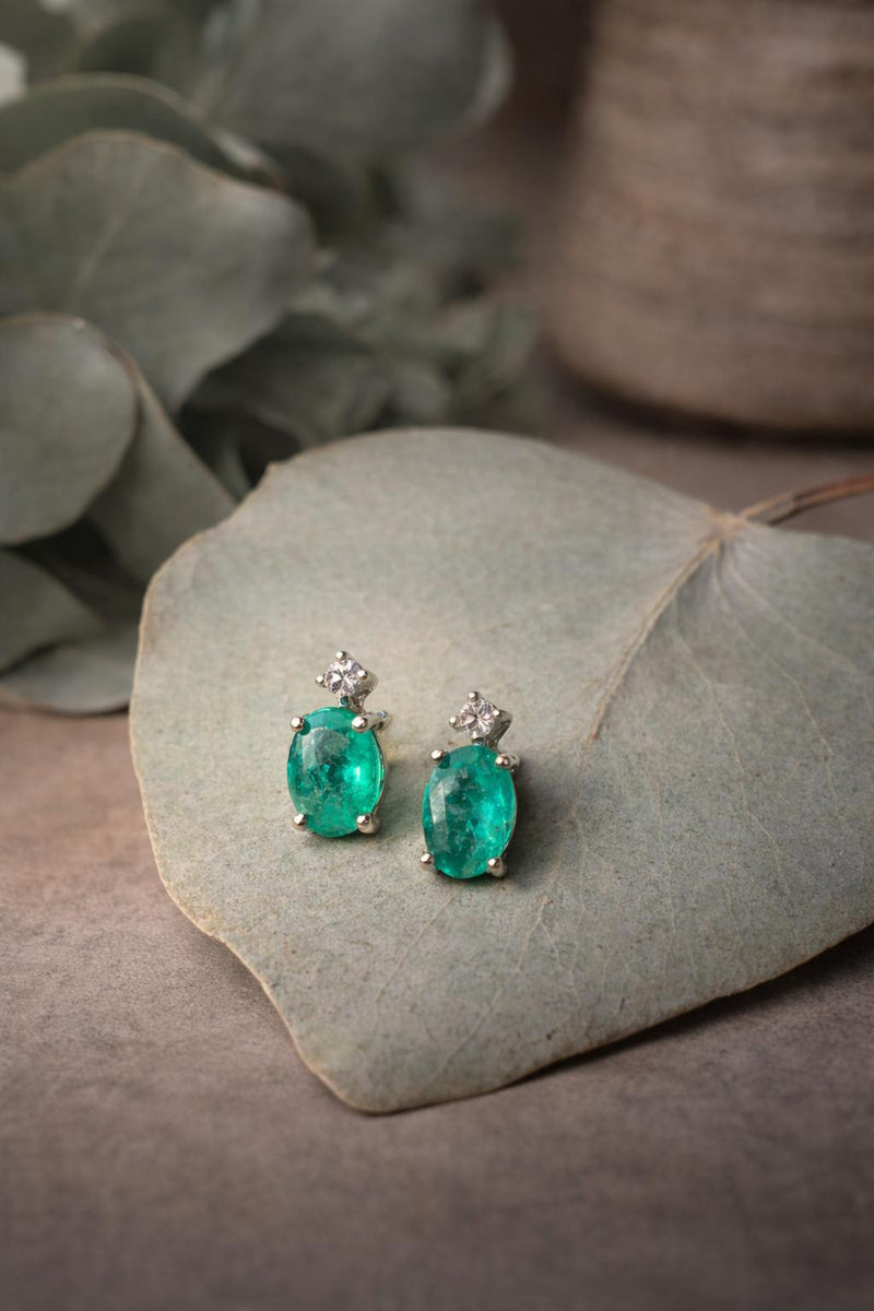 Aura Emerald - aretes de Esmeralda natural en plata 925 - Sauvé Joyería Colombia