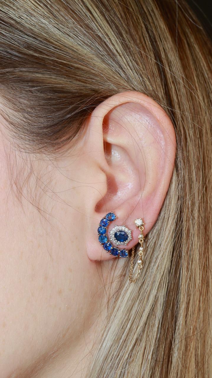 Half Moon Zafiro - aretes de Zafiro natural en plata 925 - Sauvé Joyería Colombia