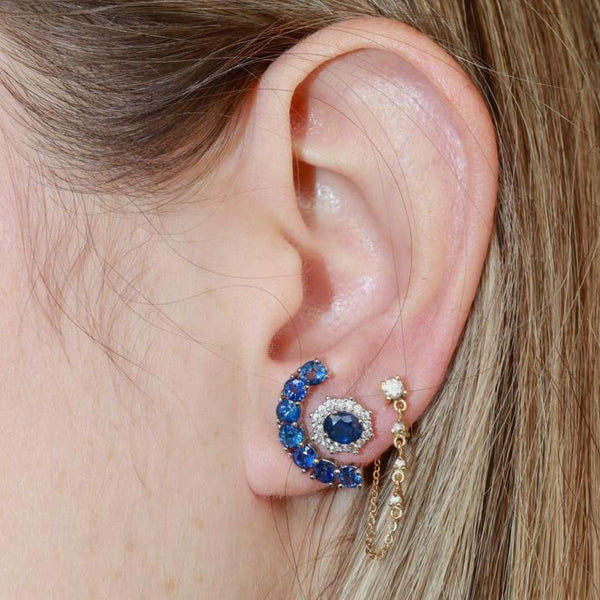 Half Moon Zafiro - aretes de Zafiro natural en plata 925 - Sauvé Joyería Colombia